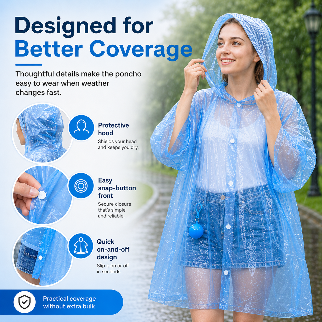☔ Portable Rain Poncho Ball Waterproof Hooded Raincoat Clip‑On Case | 2 4 6 Pack Emergency Outdoor Rain Ponchos