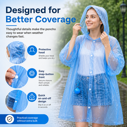☔ Portable Rain Poncho Ball Waterproof Hooded Raincoat Clip‑On Case | 2 4 6 Pack Emergency Outdoor Rain Ponchos