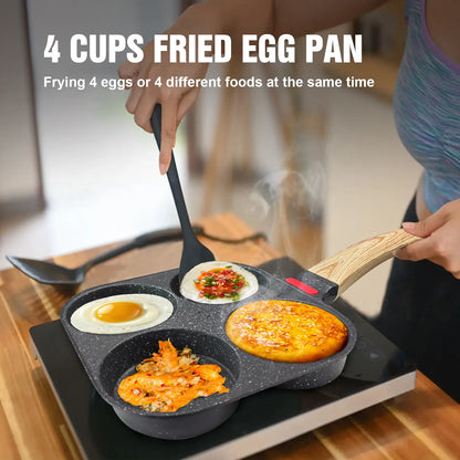4-Cavity Nonstick Breakfast Frying Pan – Mini Egg & Burger Pan for Perfectly Even Cooking
