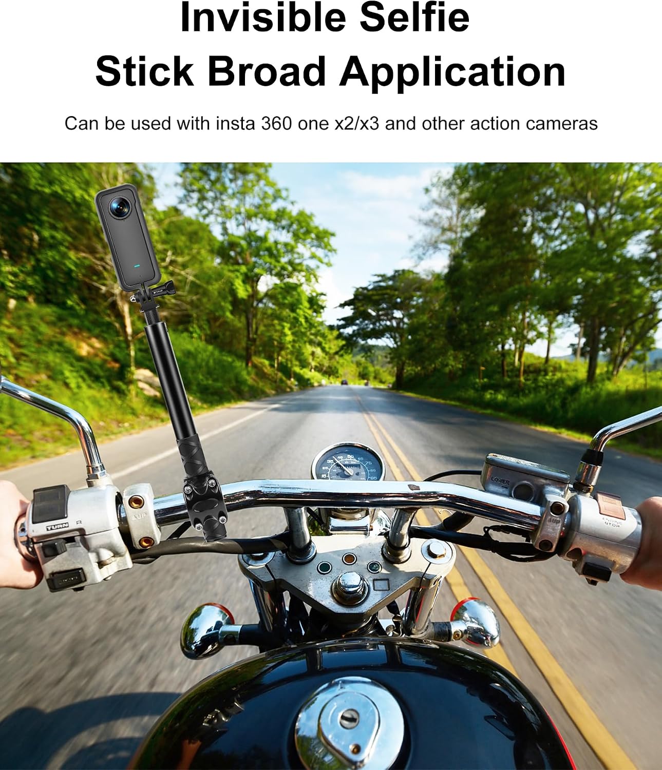 🏍📷 Motorcycle Handlebar Extendable Selfie Stick for Action Cameras