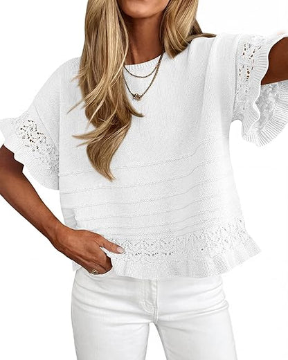 ✨ Breezy Crochet Knit Top