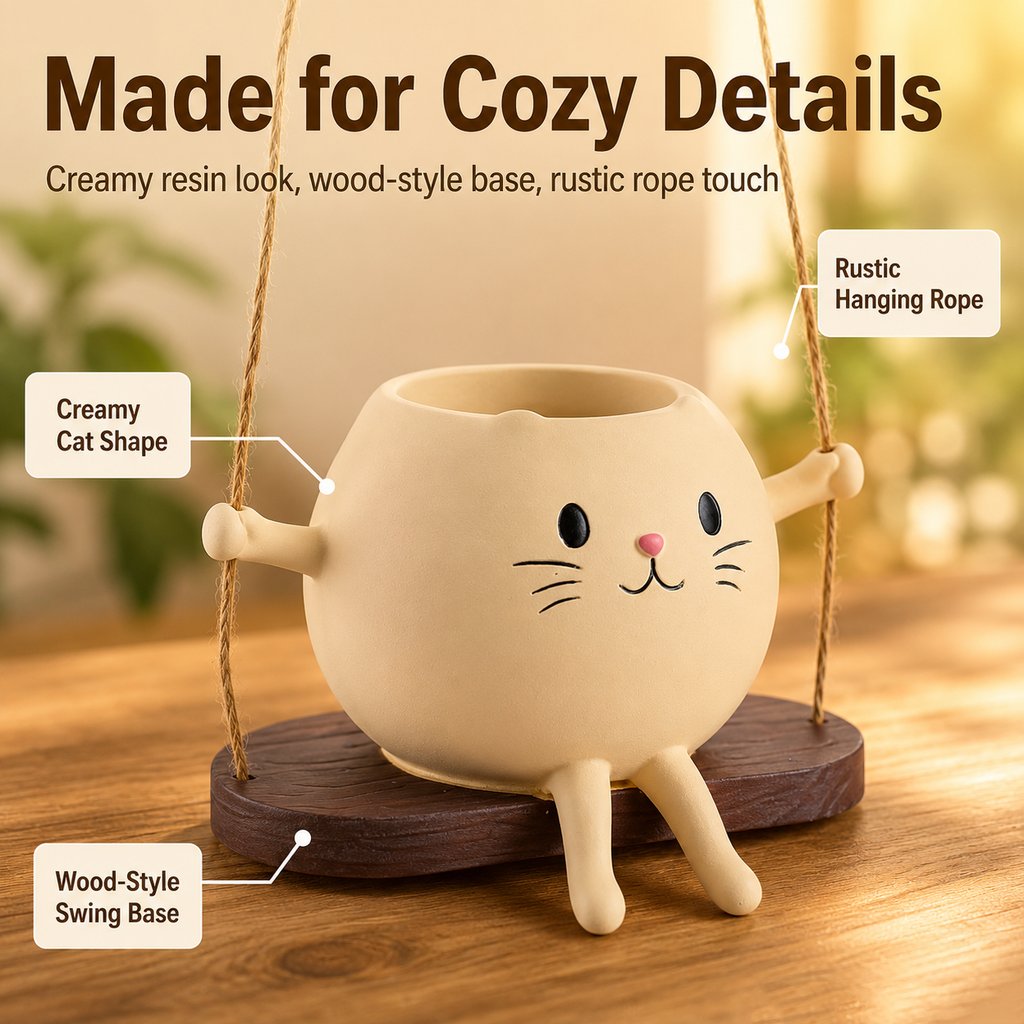 🐱 Potted Cat Swing Rocking Chair Ornament