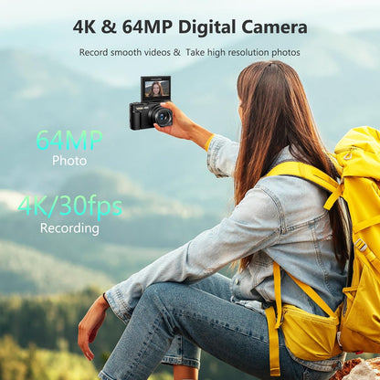 4K Digital Camera for Photography with 64MP
