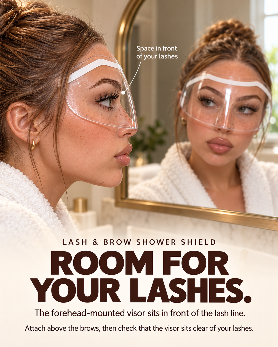 💧 Lash & Brow Shower Shield – Clear Adhesive Splash Guard for Lash Extensions, Brows & Easier Hair Washing