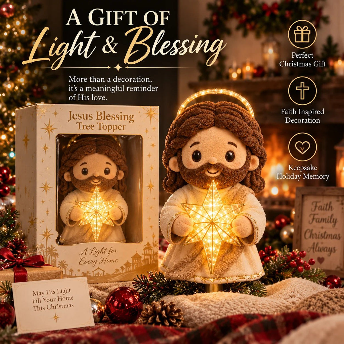 Faith-Inspired Jesus & Mary Christmas Tree Topper