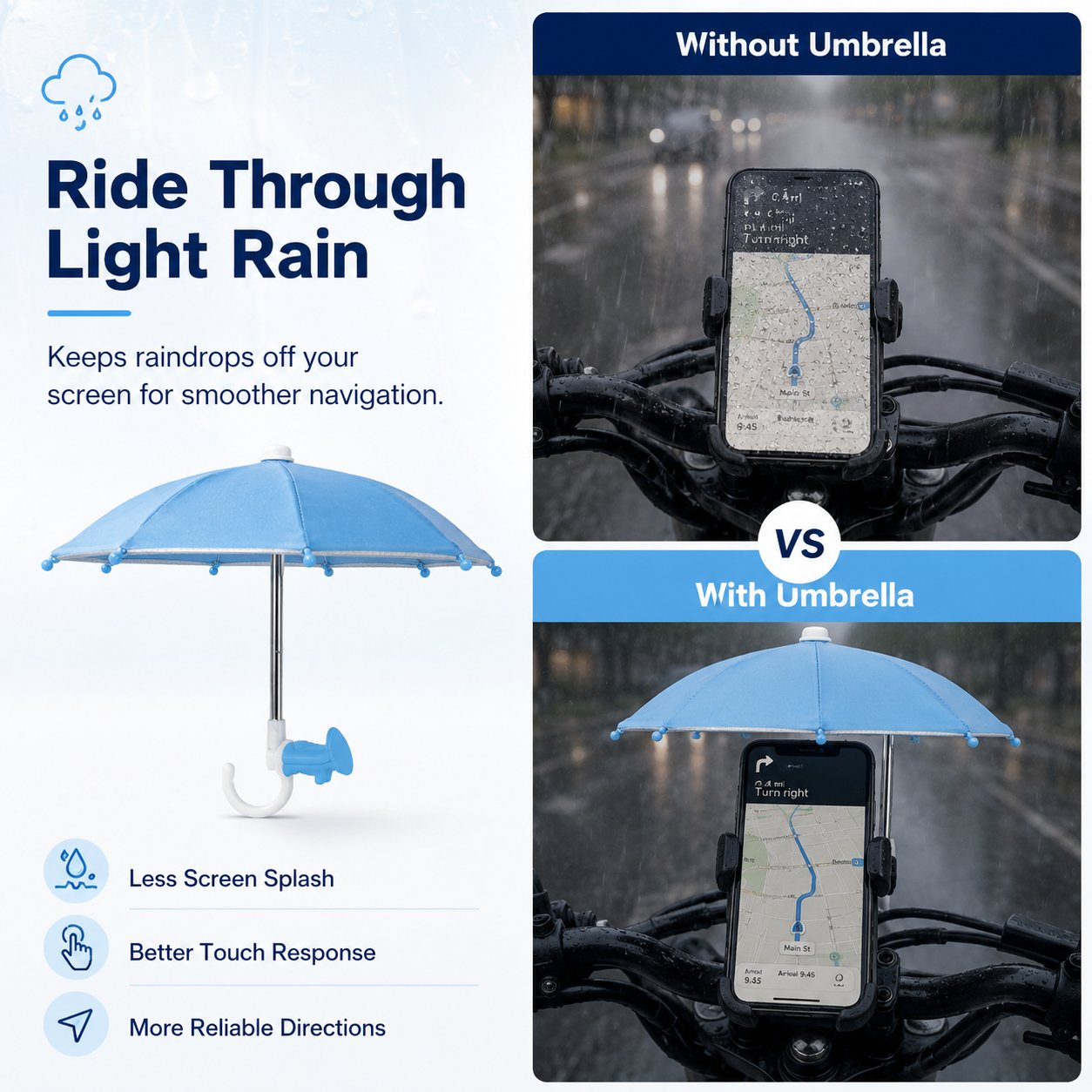 BUY 3 FREE SHIPPING✨Mini Sun/Rain Umbrella for Motorcycle & Bicycle Phone MountShade Your Screen. Save Your Battery.