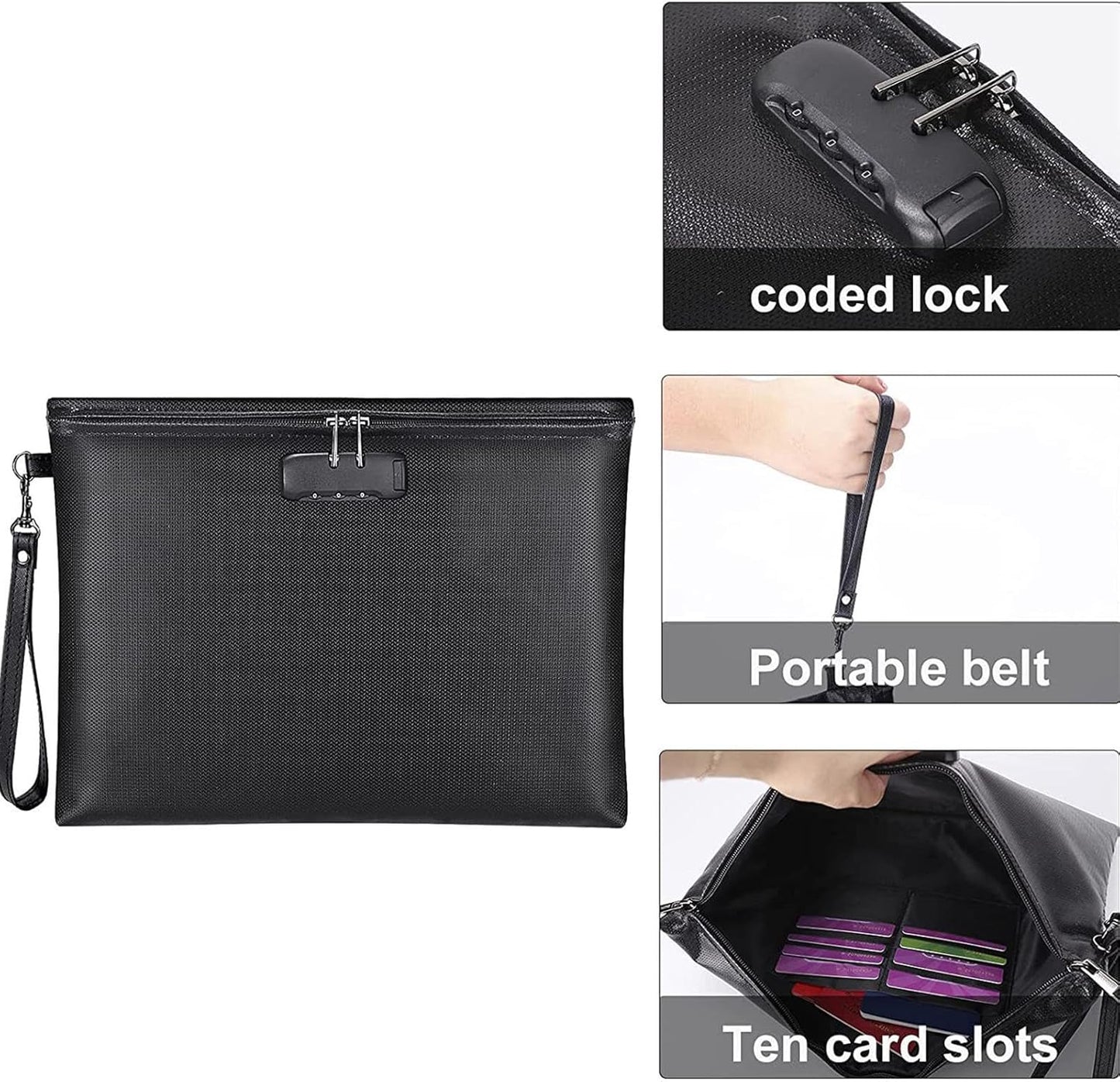 Fireproof Document Bag – Waterproof File Organizer for Cash, Passport, Legal Documents & Valuables