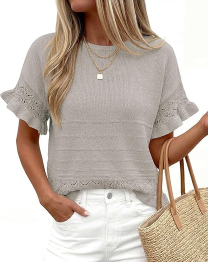 ✨ Breezy Crochet Knit Top