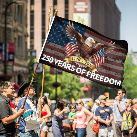 Double-sided 250th Anniversary American Flag , 1776-2026 USA 250 Years of Freedom Flag, Made from 100% Polyester with Brass Grommets Fade Resistant, Indoor Outdoor Patriotic Eagle 4th of July Decoration