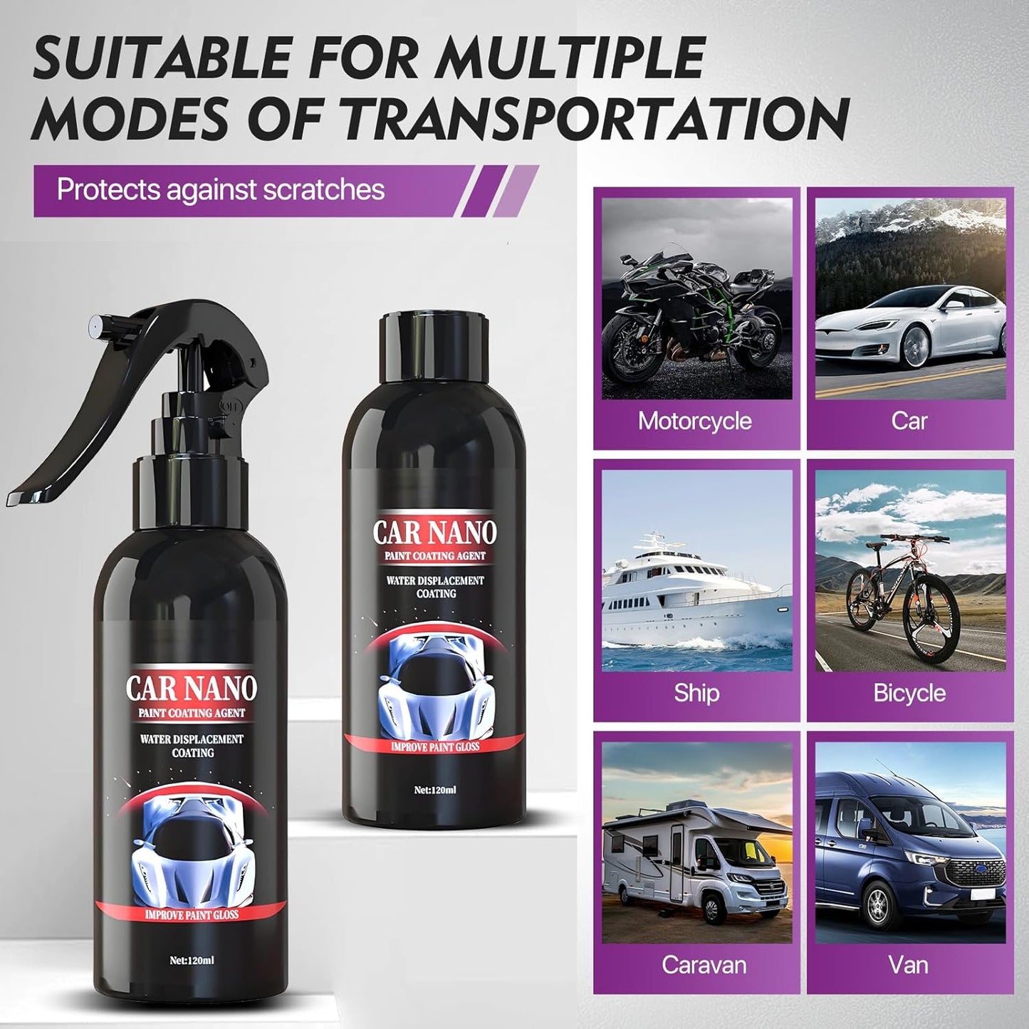 120 ml Nano Car Coating Spray for Paint, Glass, Plastic