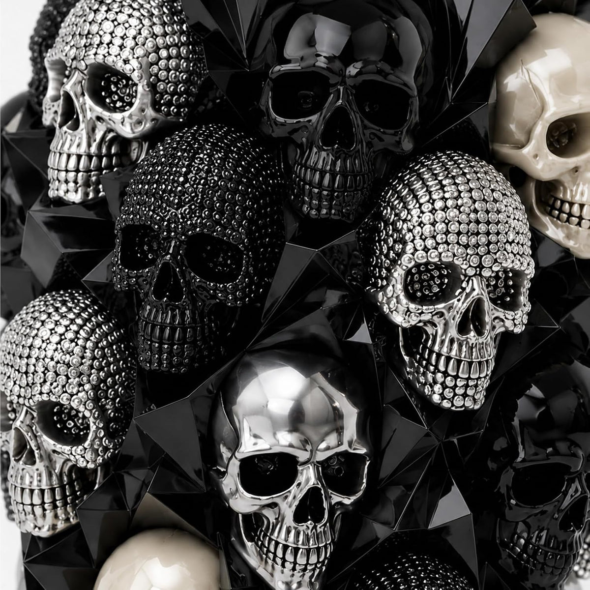 💎💀Gothic Skull & Crow Resin Vase- Halloween Dark Decor Vase