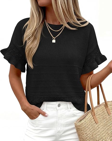 ✨ Breezy Crochet Knit Top