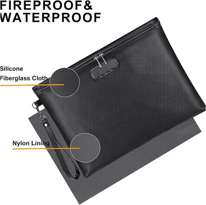 Fireproof Document Bag – Waterproof File Organizer for Cash, Passport, Legal Documents & Valuables