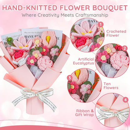🌸 Handcrafted Crochet Pink Lily & Rose Bouquet – Timeless Blooms That Never Fade