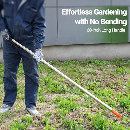 🌱2‑in‑1 Garden Hoe & Weed Puller Rake | 60" Adjustable Long‑Handle Weeding Tool