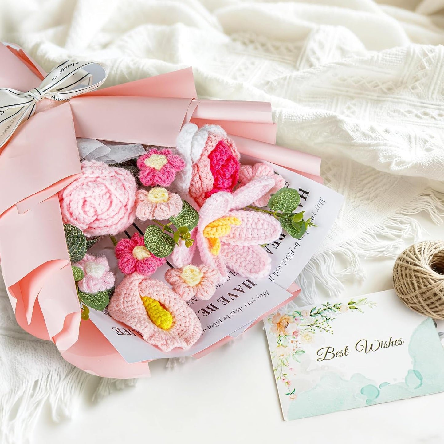 🌸 Handcrafted Crochet Pink Lily & Rose Bouquet – Timeless Blooms That Never Fade
