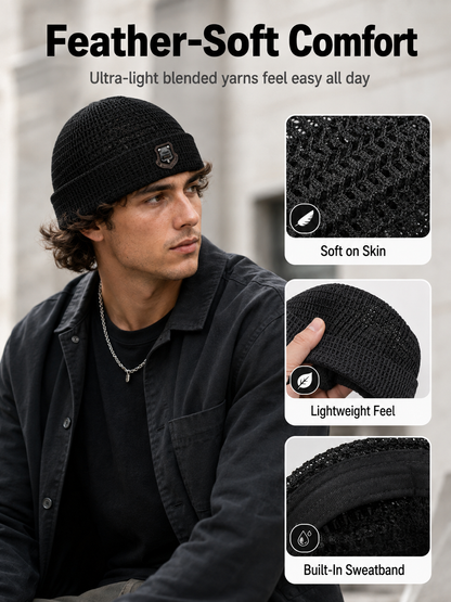 🏃 Lightweight Netting Beanie – Breathable Cuffed Skull Cap for Summer Runs