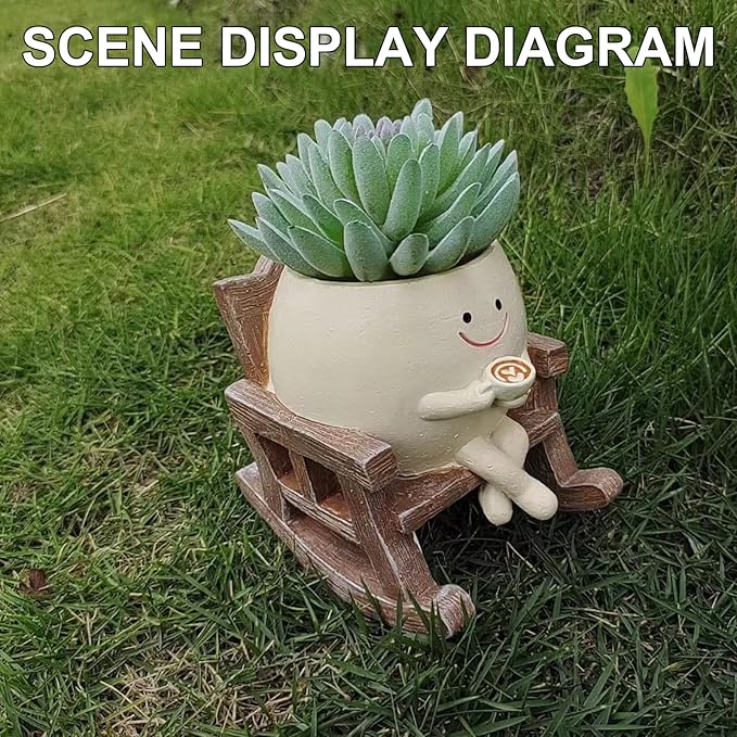 🎉Buy 2 Free Shipping😊Smiley rocking chair flower pot