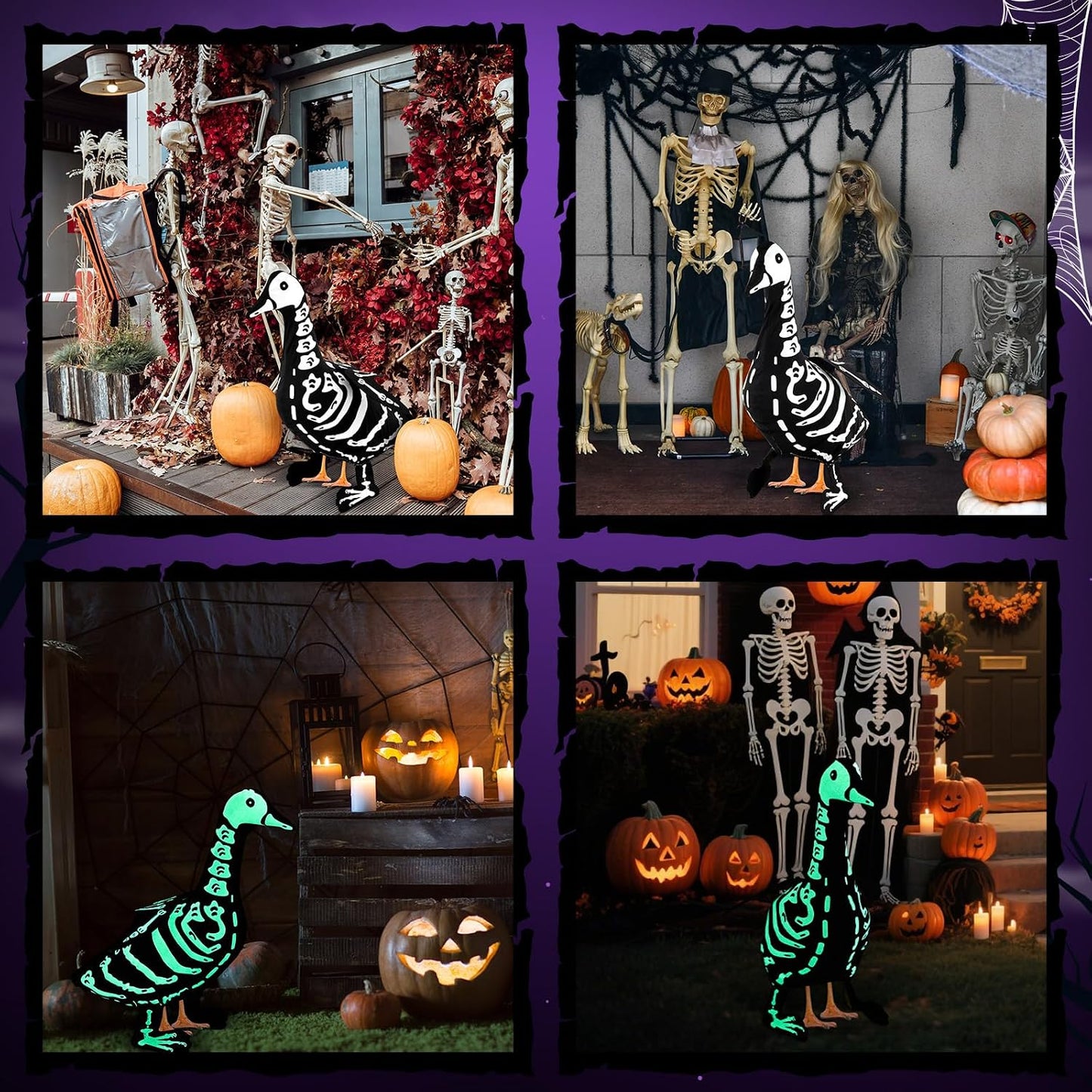🎃Halloween Porch Goose Outfits Skeleton Costume for 23''💀