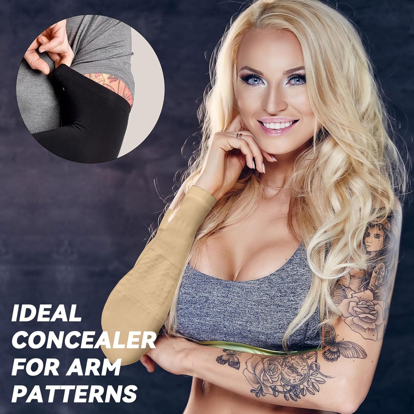 2 Pairs UV Protection Cooling Arm Sleeves for Men & Women UPF 50 Cooling Sports Sleeve Compression Sun Sleeves