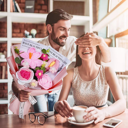 🌸 Handcrafted Crochet Pink Lily & Rose Bouquet – Timeless Blooms That Never Fade