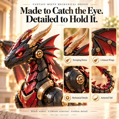 🔥 49% OFF -🐉 Mechanical Dragon Egg – Black & Crimson Dragon with Folding Wings & Armored Details