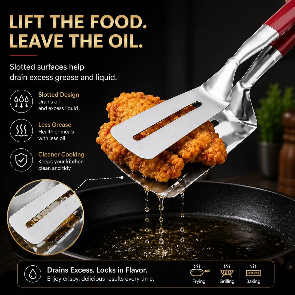 BUY 1 GET 1 FREE🍳 2-in-1 Stainless Steel Spatula Tongs – Grip, Flip & Serve