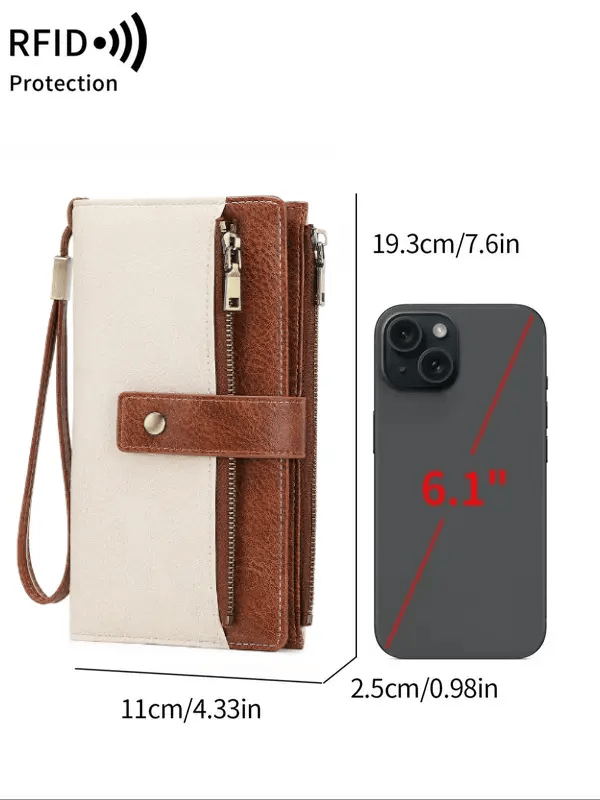 Women's long wallet, stylish clutch, elegant solid color RFID blocking leather wallet👛