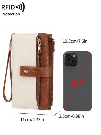 Women's long wallet, stylish clutch, elegant solid color RFID blocking leather wallet👛