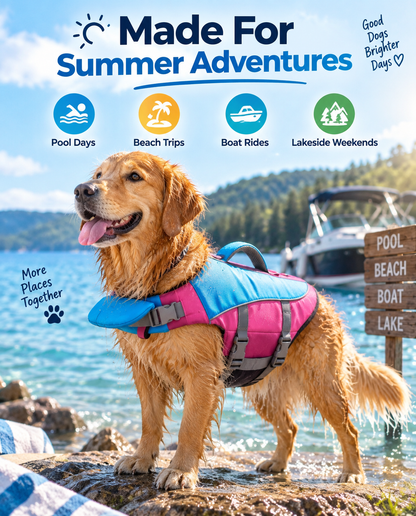 Dog Life Vest – Adjustable Flotation Support for Swimming & Boating