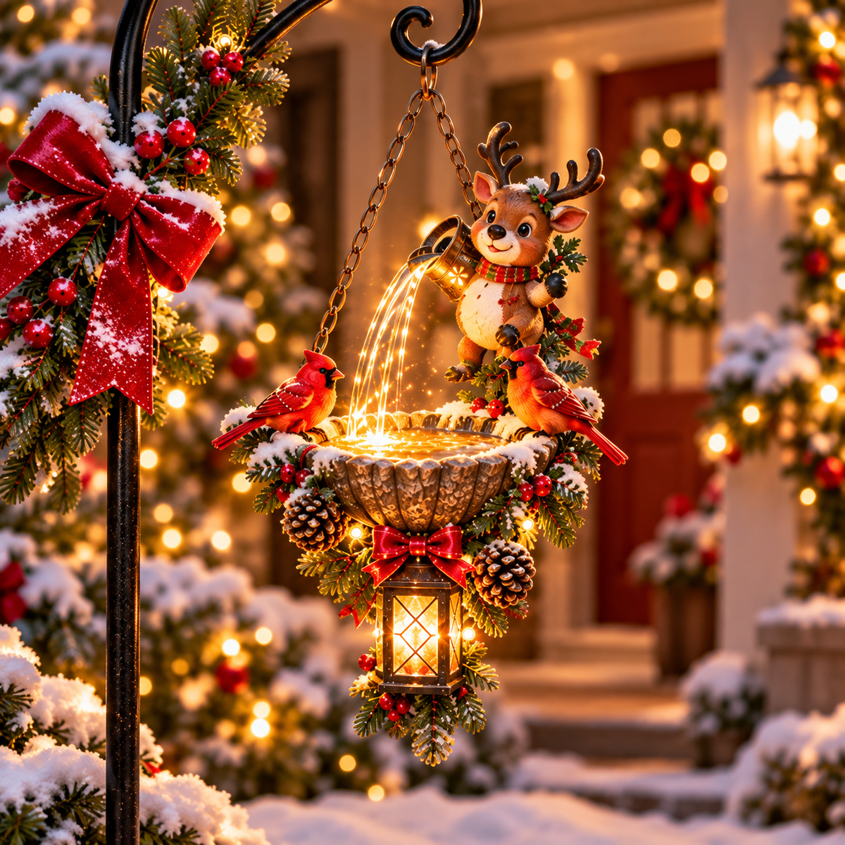🔥Last Day 50% OFF-🎄 Santa’s Magical Light Pour – Cardinal Christmas Hanging Garden Lantern