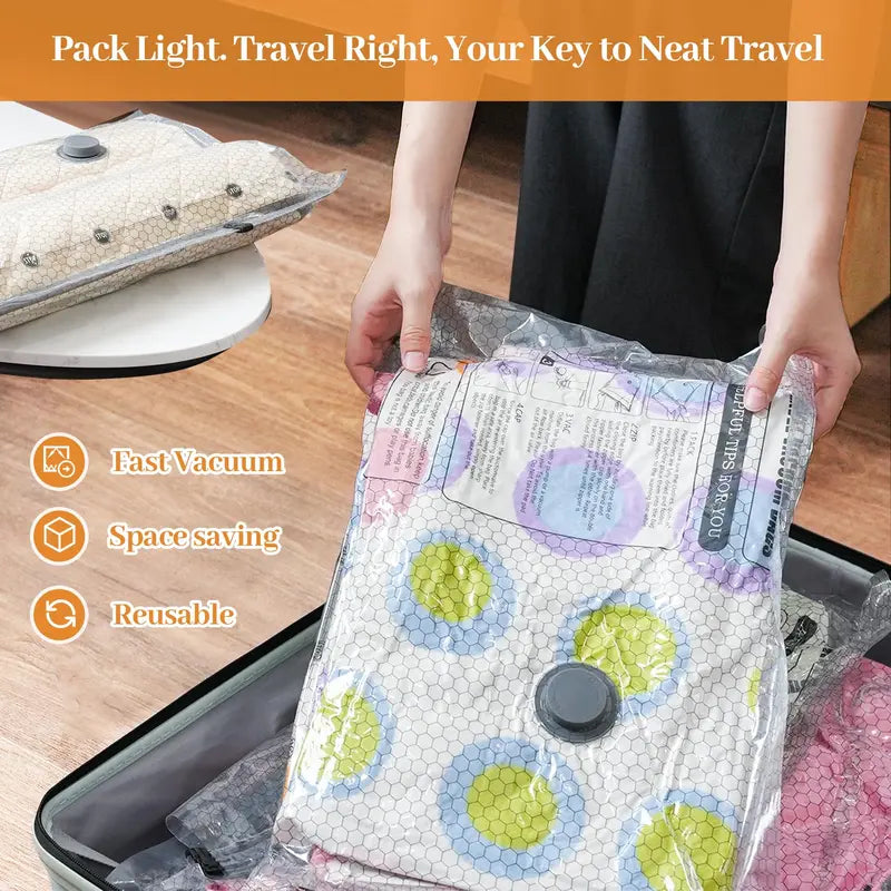 [2026 Upgraded] Cordless Travel Vacuum Bag Set Vacuum Bags for Travel with Rechargeable air Pump