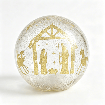 ✝️Light-up cracked glass ball with Jesus and reindeer design🫎
