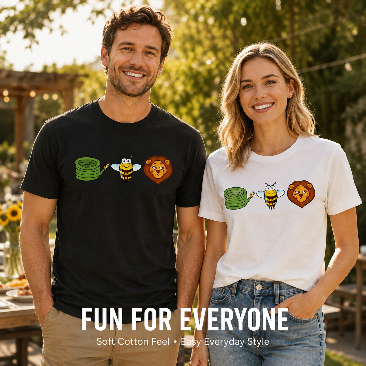 Hose Bee Lion Mens T Shirts Cotton Short Sleeve T-Shirt Crew Neck Tees Casual Shirt