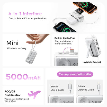 3-in-1 Folding Chargeable Portable Power Bank