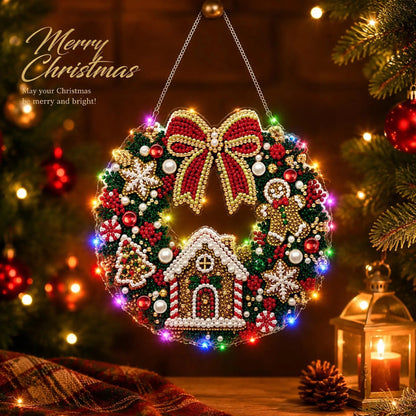 Christmas LED Diamond Painting Wreath Kit