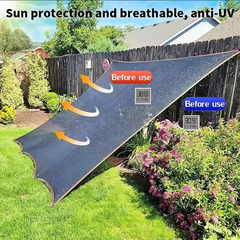 ⛅ Black 90% Blackout Fabric, 10×13ft UV Protection Shade Net with Reinforced Rivets