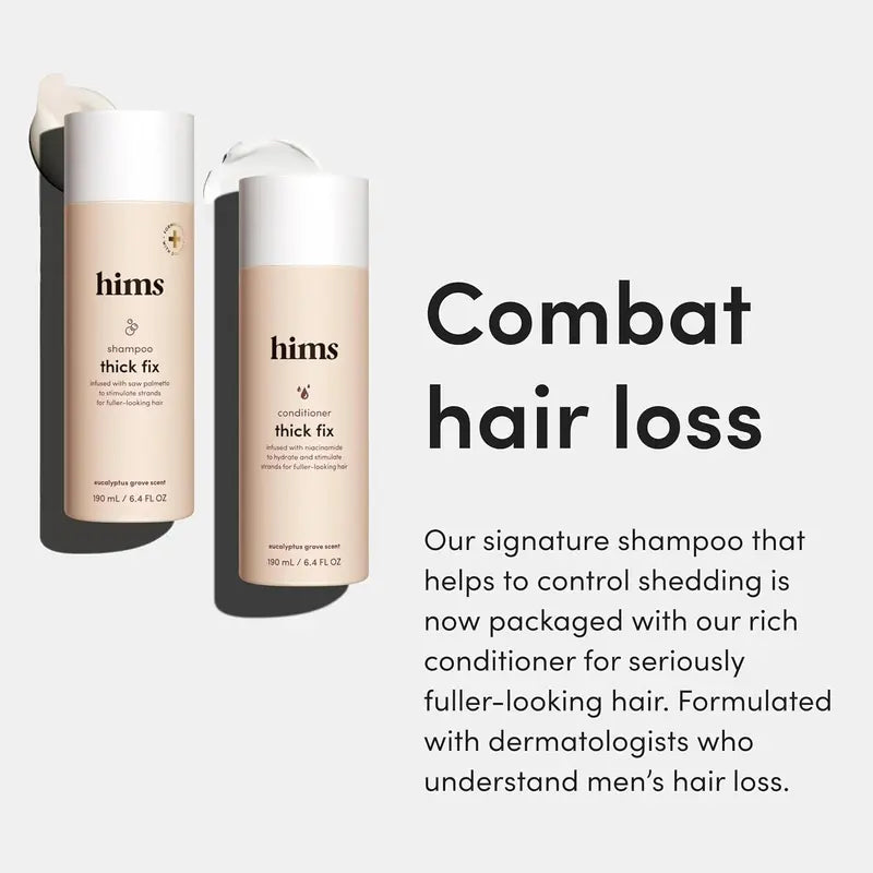 Men's Hair Care Shampoo and Conditioner Set - Thickening, Vegan, Hydrating, Scented, Moisturizing, Reduces Shedding, Color Safe - 2-Pack, 6.4oz