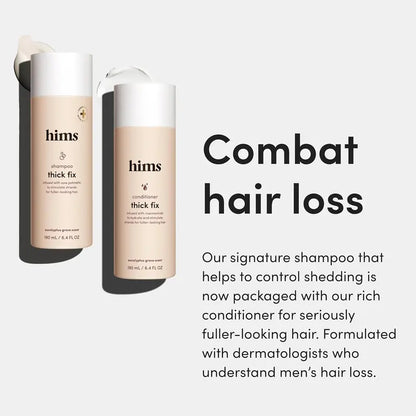 Men's Hair Care Shampoo and Conditioner Set - Thickening, Vegan, Hydrating, Scented, Moisturizing, Reduces Shedding, Color Safe - 2-Pack, 6.4oz