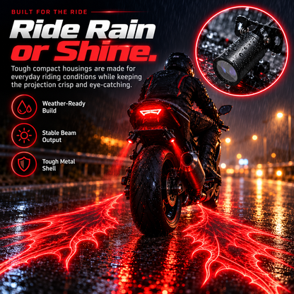 🏍️ Bat-Wing Motorcycle Laser Safety Light – Bold Road Projection Rear Warning Lamp