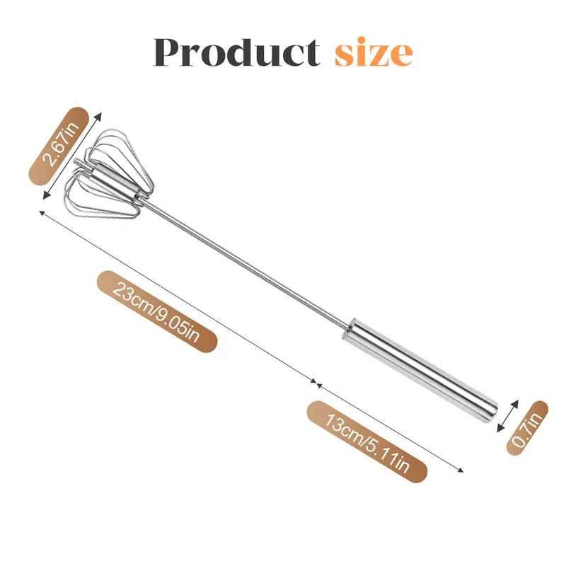 Food-Grade Stainless Steel Hand-Push Rotary Whisk
