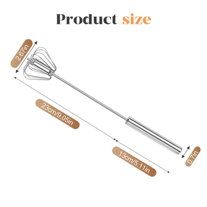 Food-Grade Stainless Steel Hand-Push Rotary Whisk
