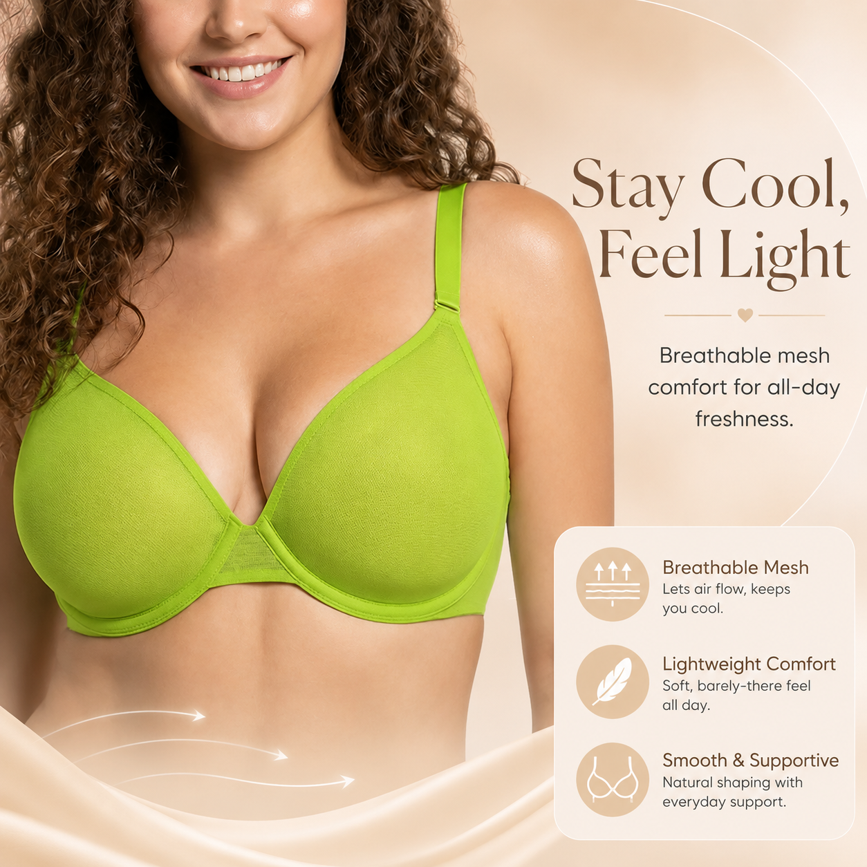 Seraphina Air Light Plus Size Mesh Underwire Bra