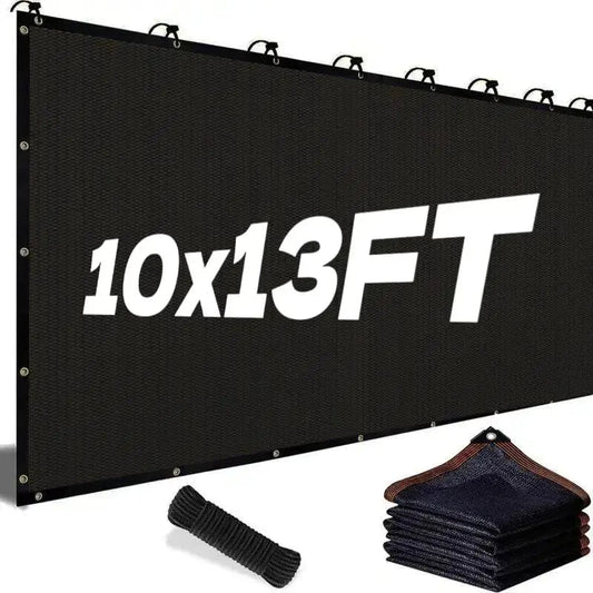🎖️90% Blackout Cloth (Black) - 10 x 13ft UV-Resistant Shade Net with Reinforced Rivets