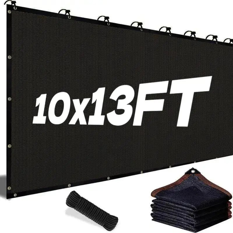 ⛅ Black 90% Blackout Fabric, 10×13ft UV Protection Shade Net with Reinforced Rivets