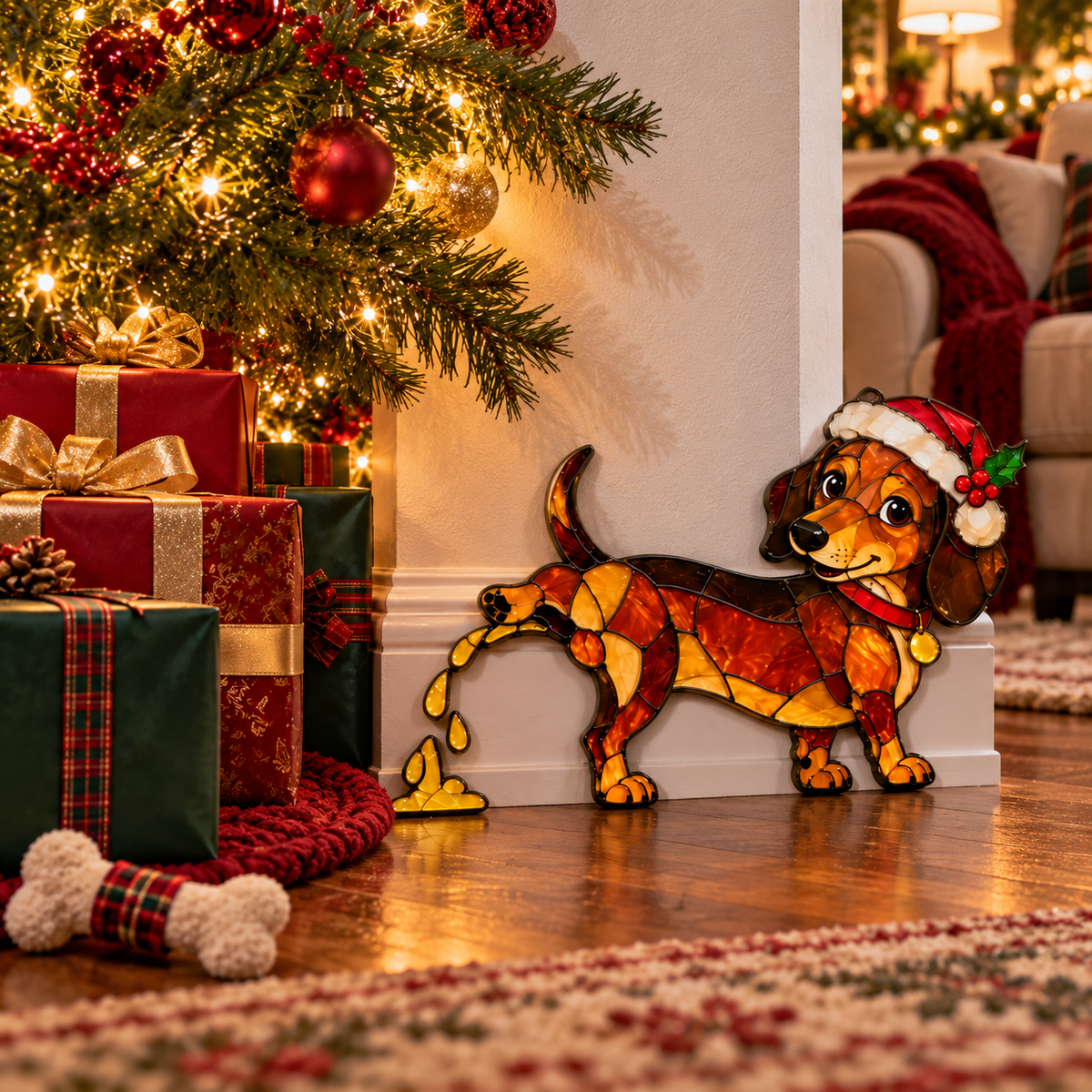 🔥🥰Funny Peeing Dachshund Christmas Decoration – A Hilarious Holiday Accent