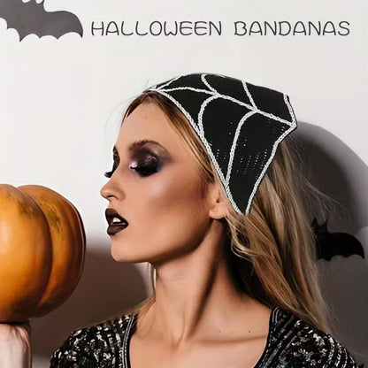 🕷️ Halloween Spider Web Knit Headscarf 🕷️