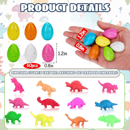 60PCS Dinosaur Eggs Hatching Toys for Kids Party Favors