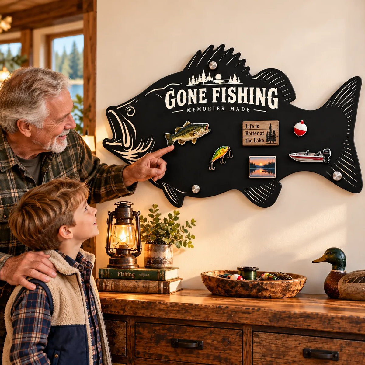 ⏳ Last Day 49% OFF – 🎣 Bass-Shaped Magnetic Fishing Memory Board | 3 Sizes for Lake Magnets, Fishing Trips & Keepsakes 🐟