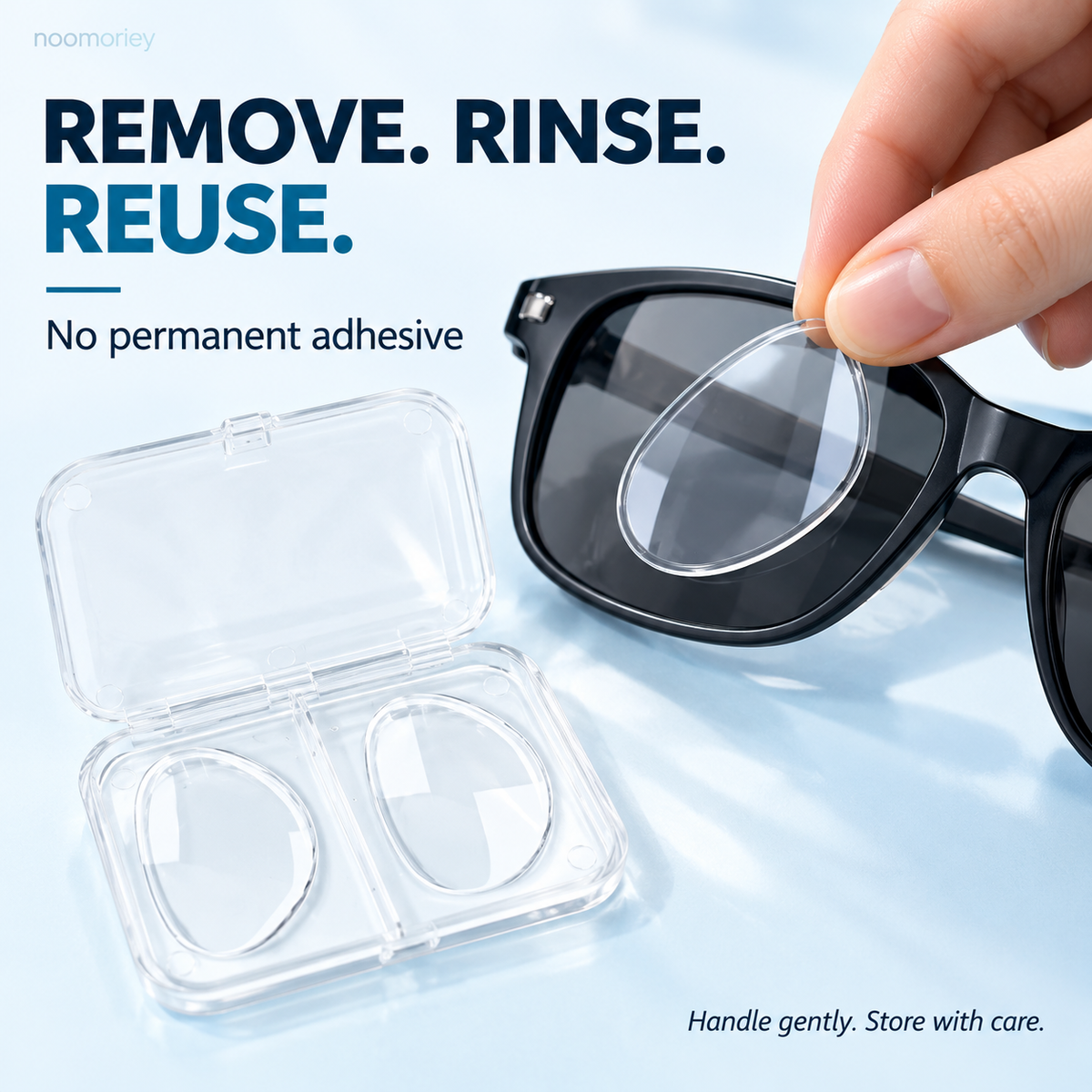 Reusable Stick-On Distance Lenses for Sunglasses – Water-Activated, No Glue & Easy to Remove